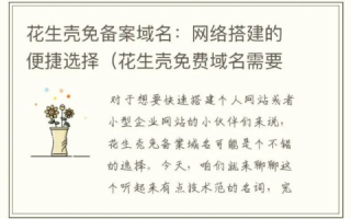 花生壳免费的域名，问题与挑战
