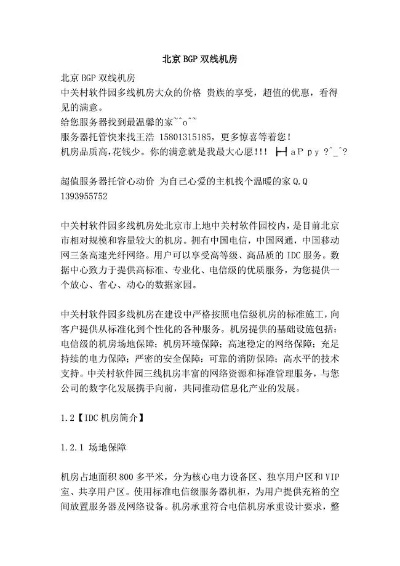 北京哪个BGP机房最好，深度解析与推荐