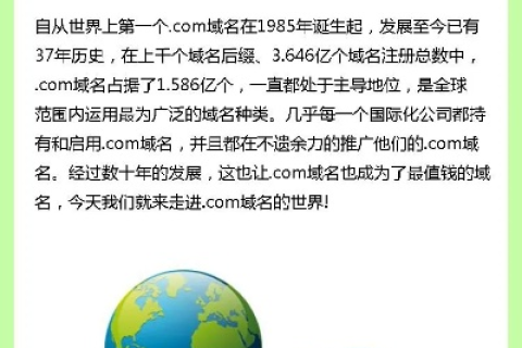 大虾们，别小看这个域名！www.com的价值远不止于此