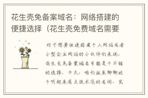 花生壳免费的域名，问题与挑战